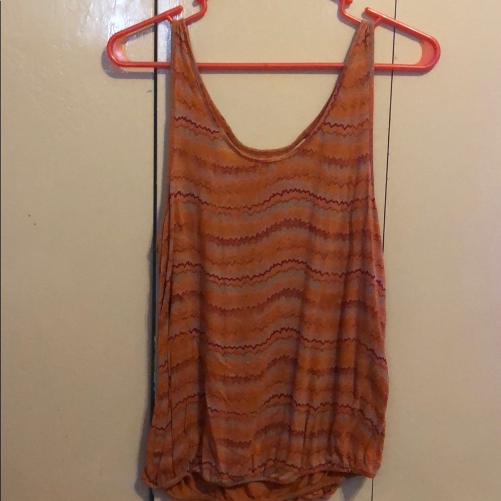 Orange Aztec print tank top